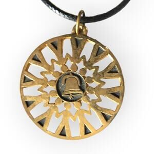 Vtg Collectible BELL Logo People Holding Hands Pendant Necklace